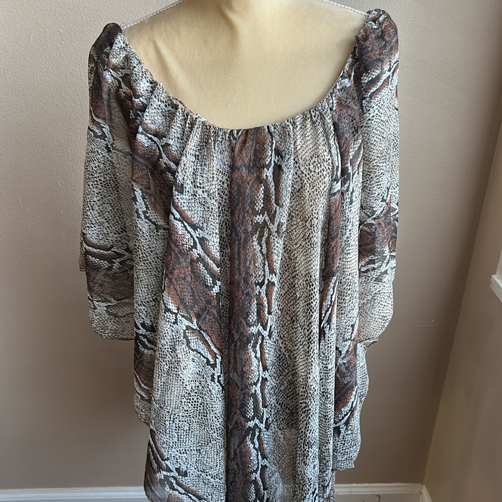 Angie Womens Twofer Top Animal Print Sz M ST2125 New - Picture 2 of 5